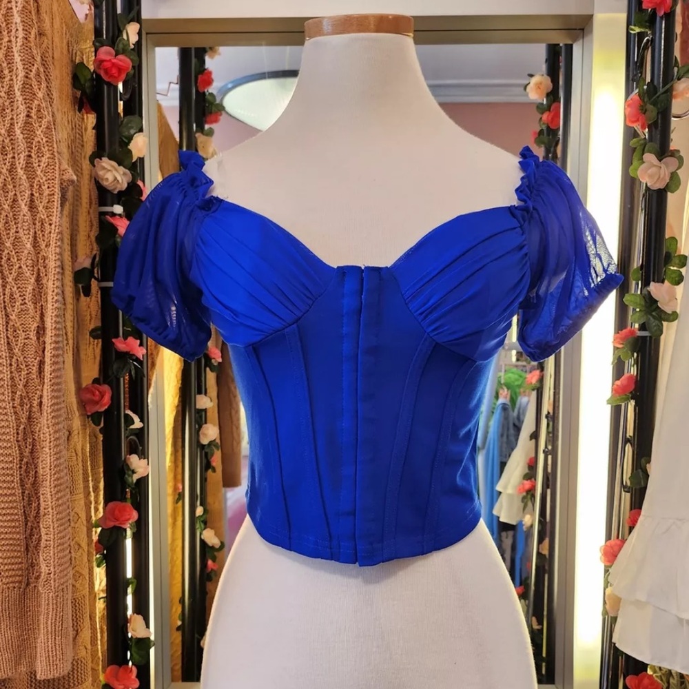 Royal blue bustier corset top